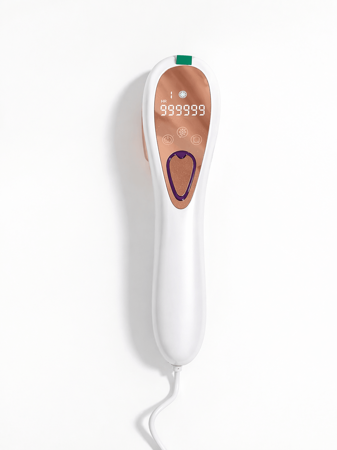 Her•Yang SkinLux™ IPL Hair Removal Device shown with sleek handheld design and control panel for at-home hair removal.