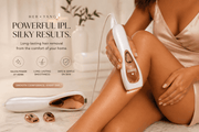 HerYang SkinLux™ IPL Hair Removal Device shown with treatment window and sleek design for at-home hair removal.