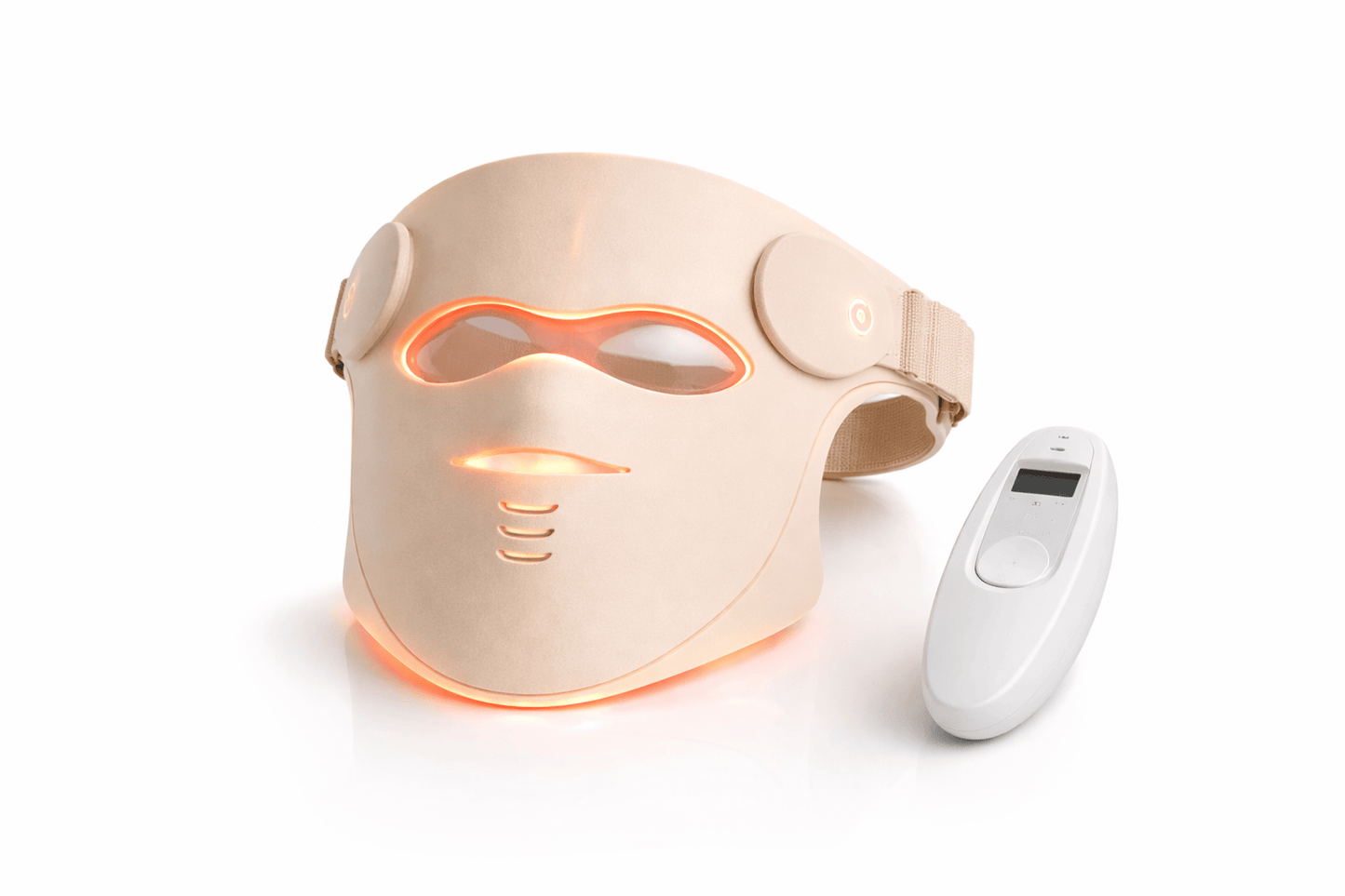 Her•Yang Radiance Renewal LED Mask for body contouring, showing the sleek design and LED light panels on the mask.