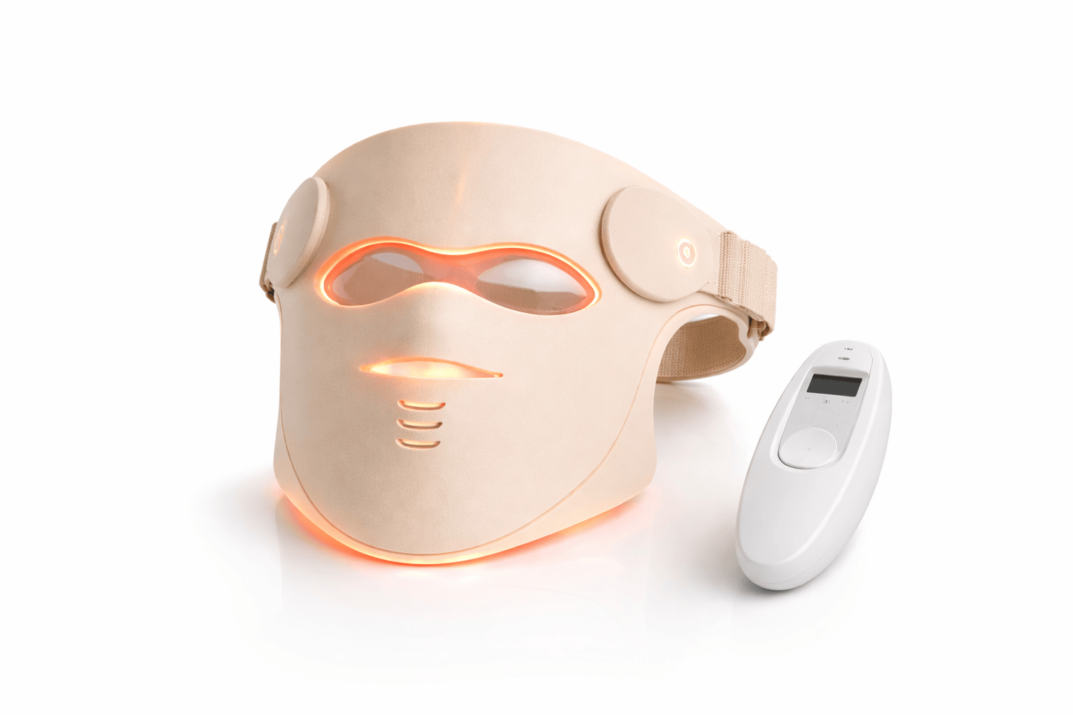 Her•Yang Radiance Renewal LED Mask for body contouring, showing the sleek design and LED light panels on the mask.