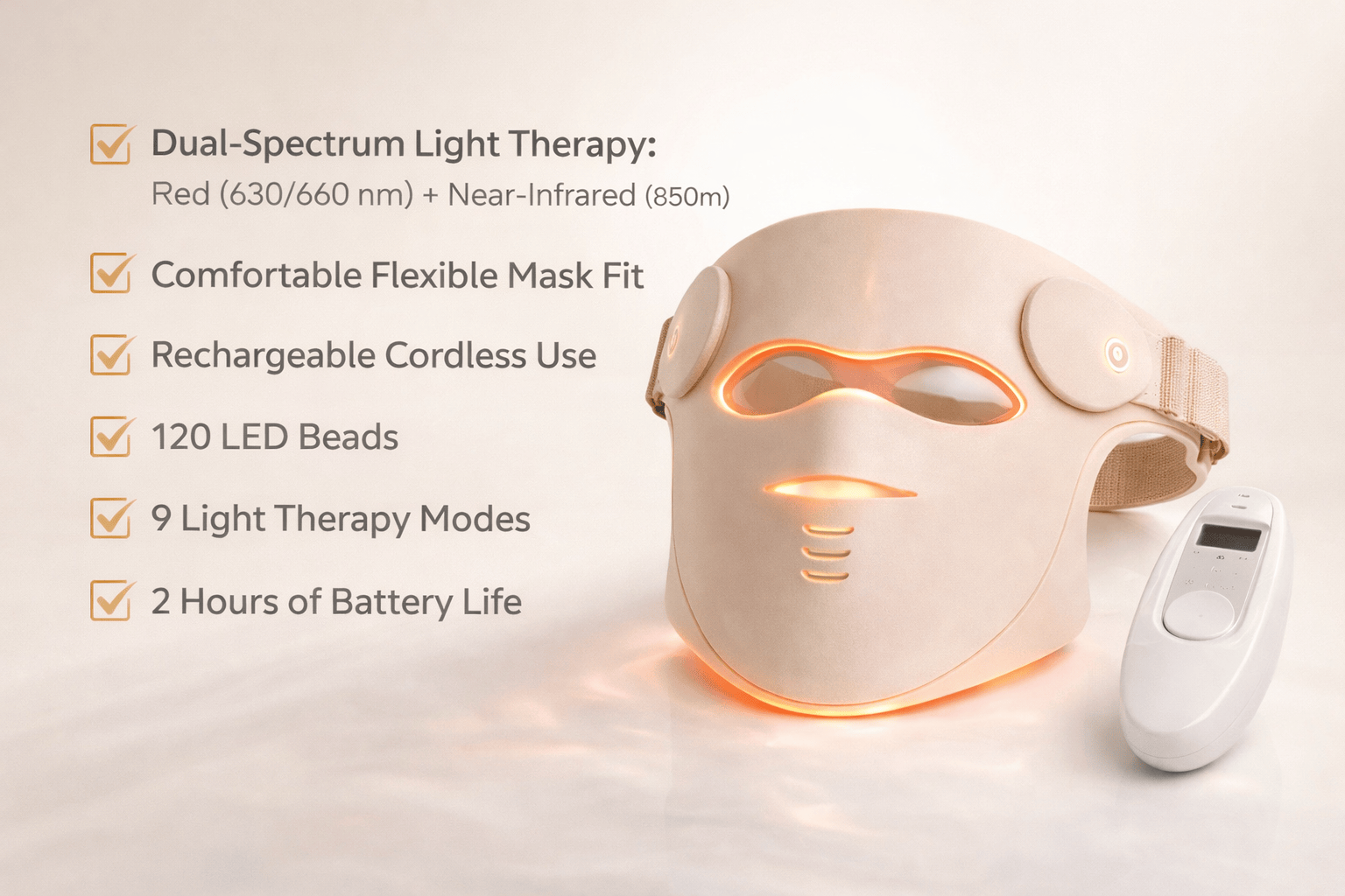 Her•Yang Radiance Renewal LED Mask for body contouring, showing the sleek, illuminated device on a clean background.