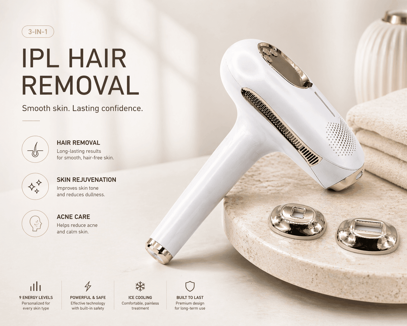 HerYang SilkSmooth™ IPL Hair Removal Device in the SilkSmooth Design, shown on a white background.