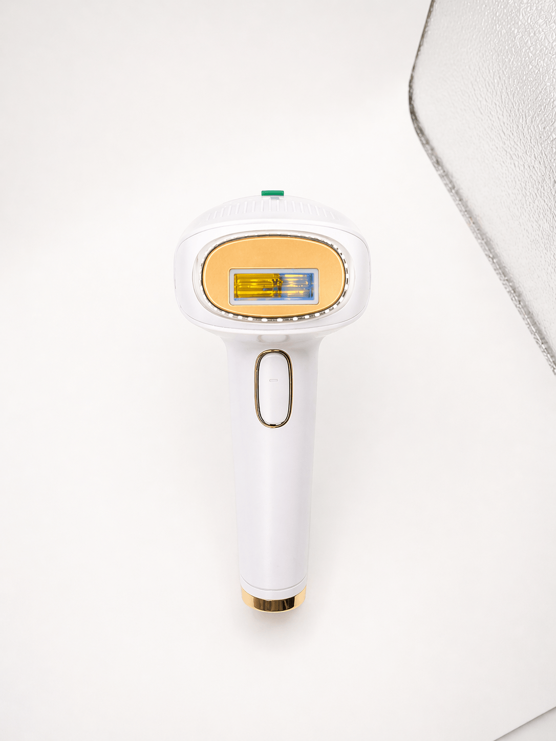 Her•Yang SilkSmooth™ IPL Hair Removal Device shown with sleek design and control panel for at-home hair removal.