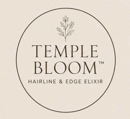 Her•Yang Temple Bloom™ Hairline & Edge Elixir hair oil bottle with dropper, designed for hairline and edge revitalization.